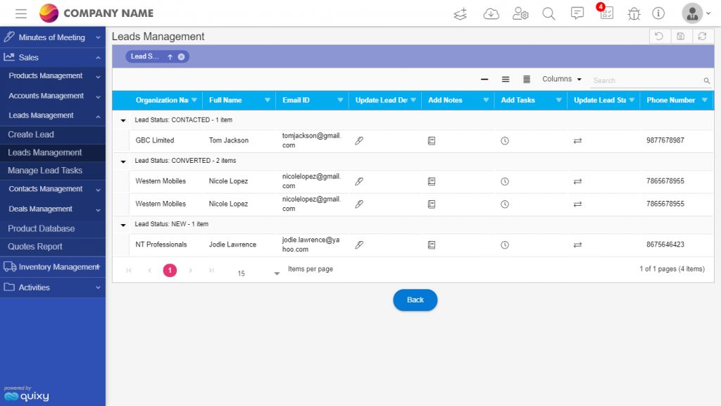 manage leads crm solution