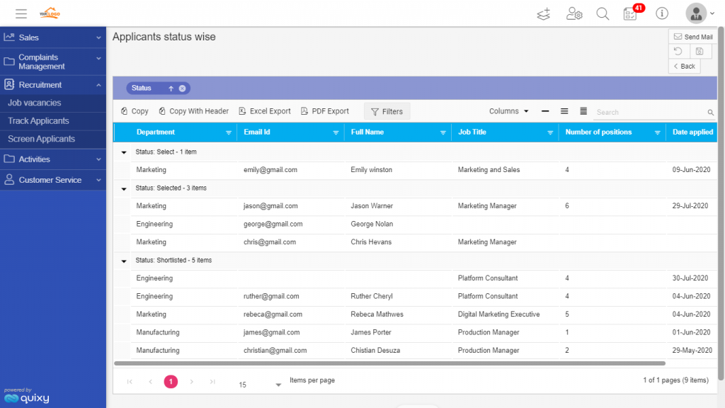 recruitment - reports snapshot