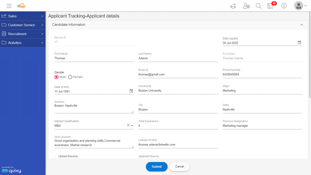 recruitment solution - applicant screening