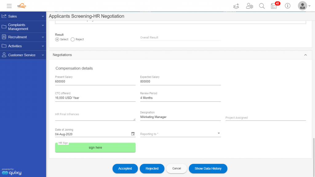 negotiation snapshot