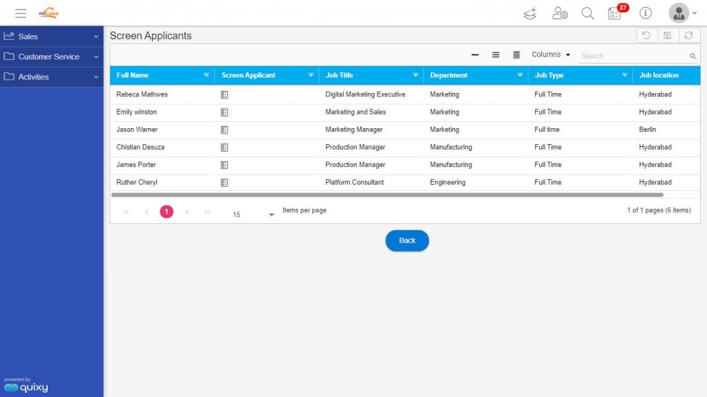 sourcing candidates snapshot