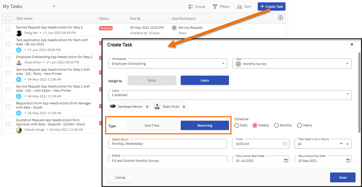 schedule recurring tasks