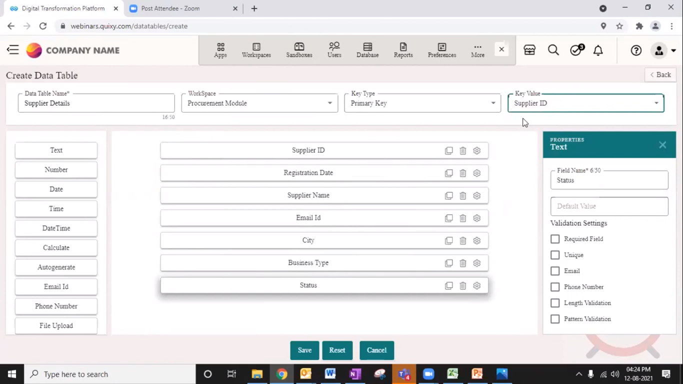 Create Data Table