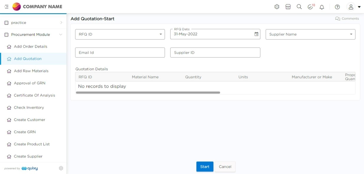 Procurement Process Automation - Add Quotation