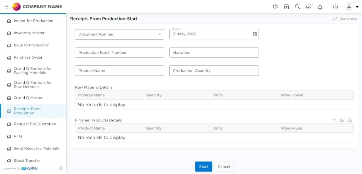 Procurement Process Automation - Receipts from Production