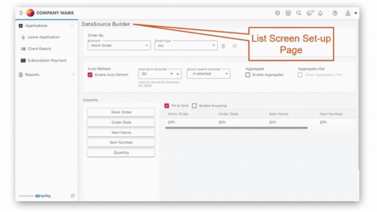 Group Aggregates in List screen