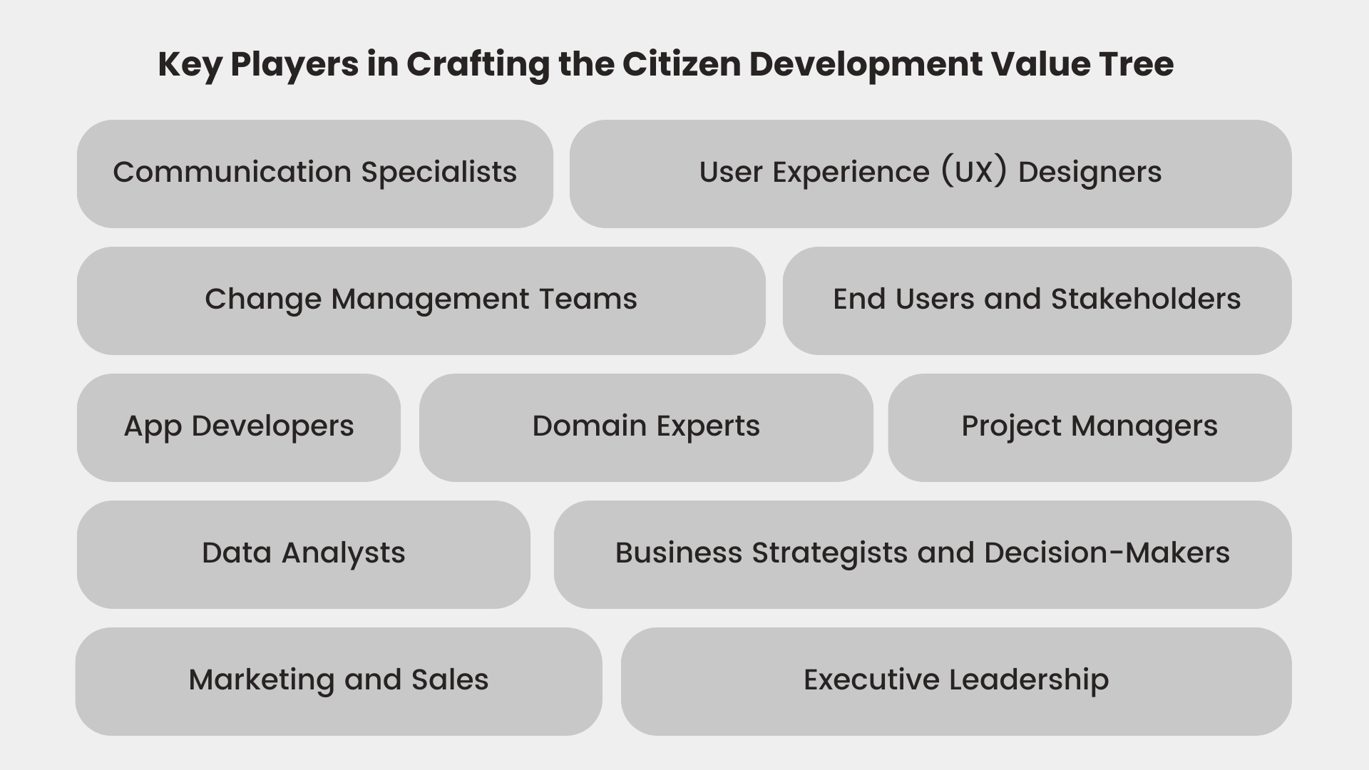 Key Players in crafting citizen development value tree